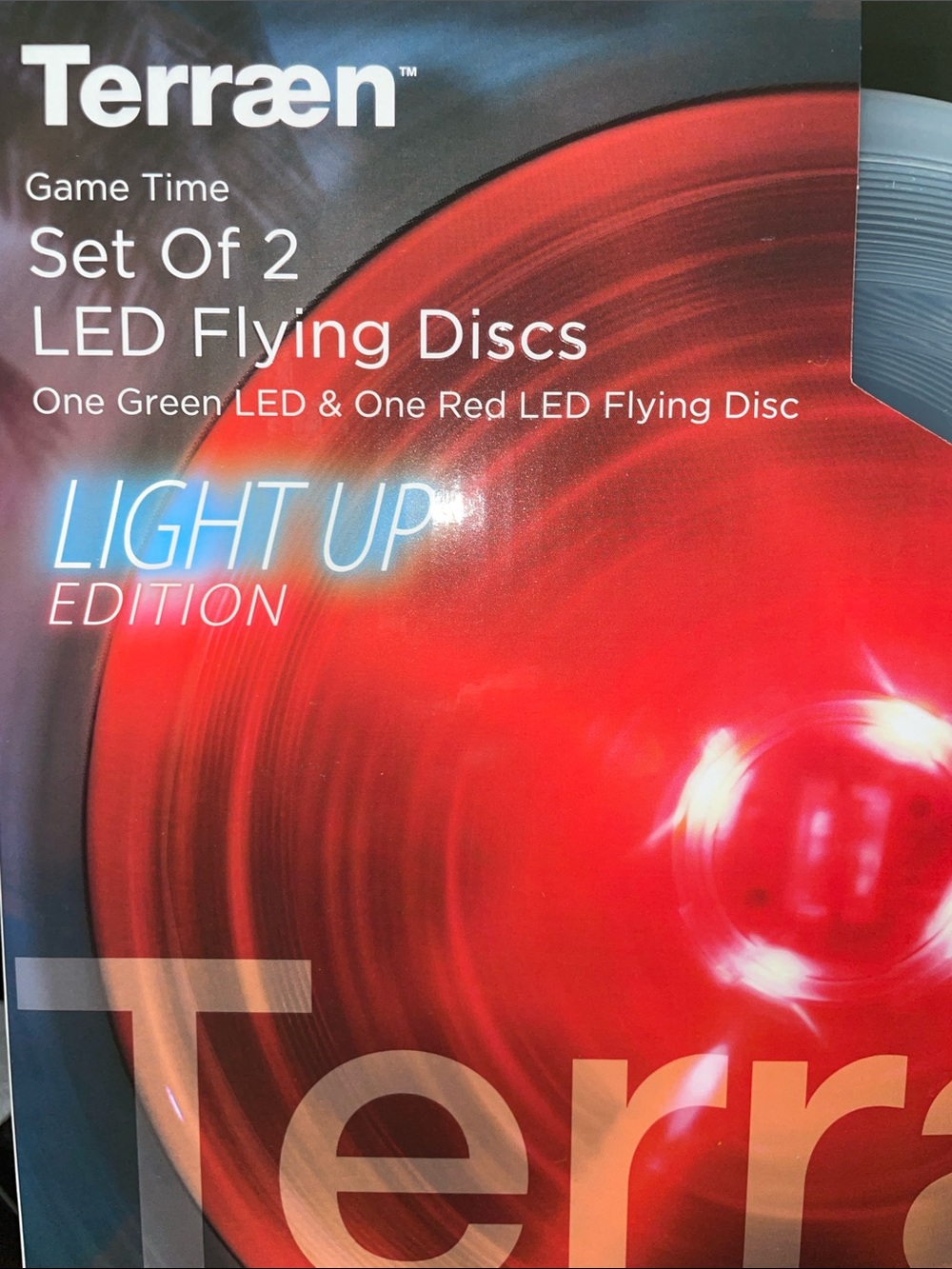Set of 2 LED Flying Discs-Red & Green-Indoor & Outdoor